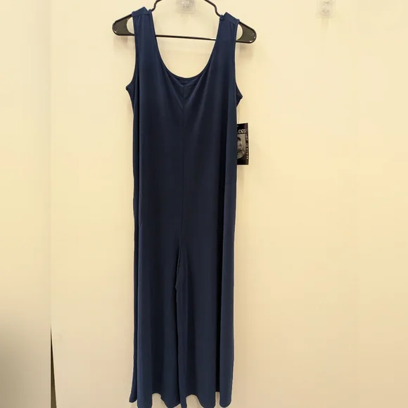 Attitudes by Renee Navy Jumpsuit Size S Sleeveless Wide Leg Stretch Romper - Picture 2 of 7